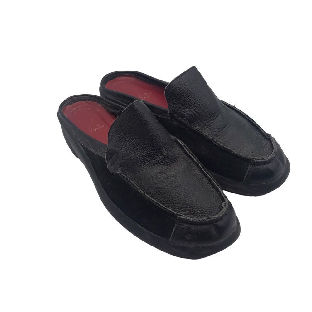 Sergio Zelcer Black Leather Slides Size 10